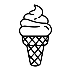 Sweet Summer Treat A simple, clean line art depiction of a classic ice cream cone, exuding a sense of refreshing delight and summertime joy.