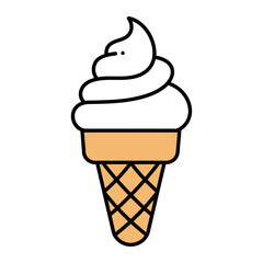 Sweet Summer Treat A simple, clean line art depiction of a classic ice cream cone, exuding a sense of refreshing delight and summertime joy.