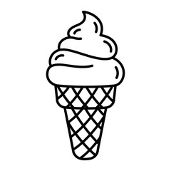 Sweet Summer Treat A simple, clean line art depiction of a classic ice cream cone, exuding a sense of refreshing delight and summertime joy.