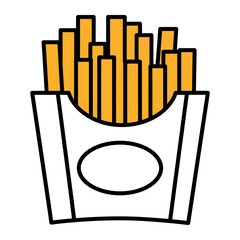 Golden Delight A vibrant, clean vector illustration of a classic fast food item: french fries in their paper container. Perfectly portioned for a quick, satisfying snack.
