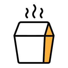 Hot Takeout Box A minimalist illustration captures the essence of a takeout box, with wisps of steam rising, hinting at the delicious contents within.