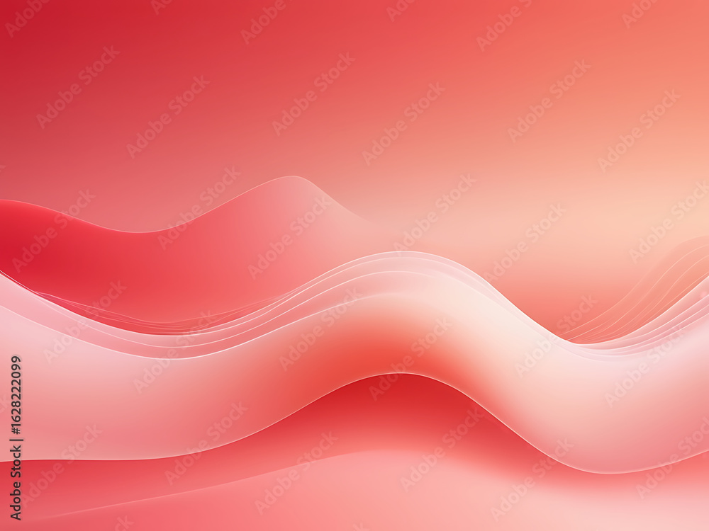 Poster soft abstract background with flowing red and pink wavy layers ai