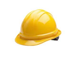 Bright yellow hard hat safety equipment construction worker, Isolated On White Background, Png Transparent