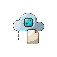 Neural Cloud Icon, AI Data Storage Network Symbol
