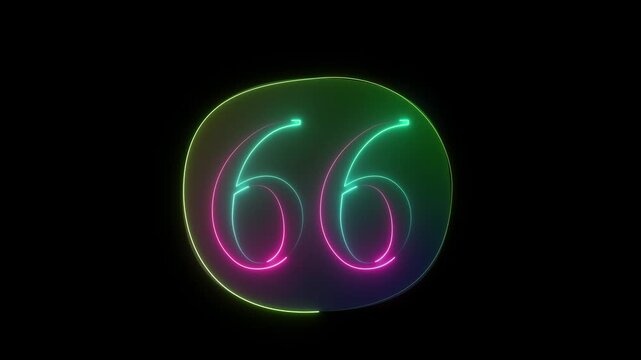  Glowing neon number 66 illustration . on a black background. and 4k illustration and glowing neon number 66 illustration. 