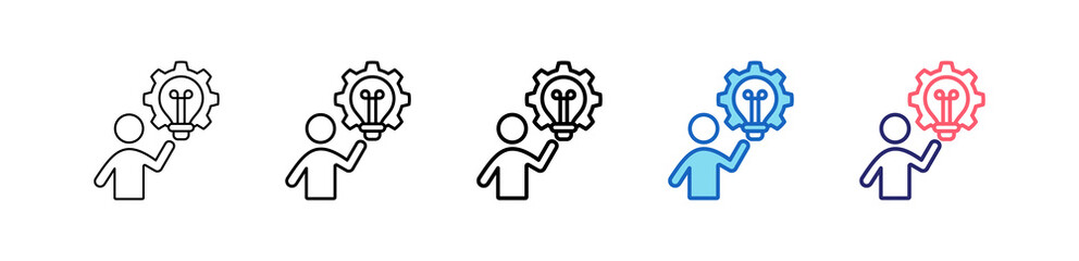 Proactive Icon In 5 Different Styles Set Collection.   