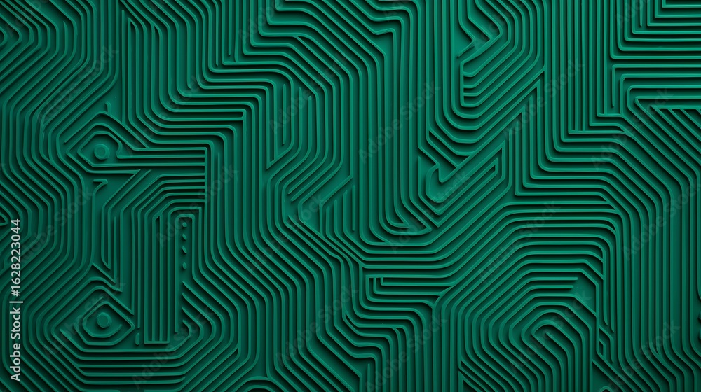 Aufkleber a vibrant green circuit board pattern showcasing intricate lines and pathways, representing technolo