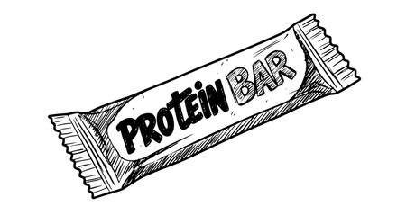 Sketch style protein bar packaging design for health & fitness promotion