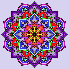 Mandla abstract colorful flower background, Vintage decorative elements. Oriental pattern, vector illustration. Islam, Arabic, Indian, Moroccan, Spain, Turkish, Pakistan, Chinese, mystic, ottoman