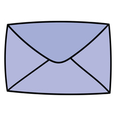 Hand-drawn cartoon closed blue envelope on a white background.