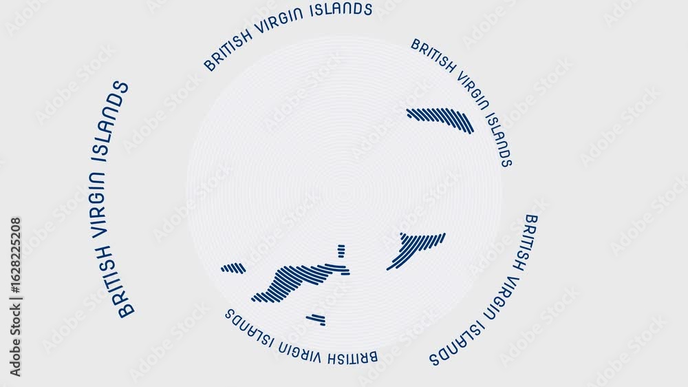 Poster british virgin islands shape with dynamic circles visual effect. animation of british virgin islands
