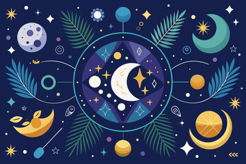 Naklejka premium seamless background with stars and moon