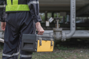 Service engineer man with handhold tool box