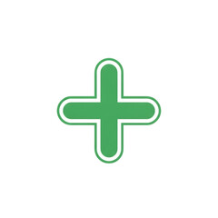 Fototapeta premium Green plus symbol isolated on transparent background, representing health, addition, and positive concepts