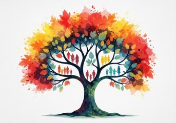 Vibrant family tree with colorful foliage