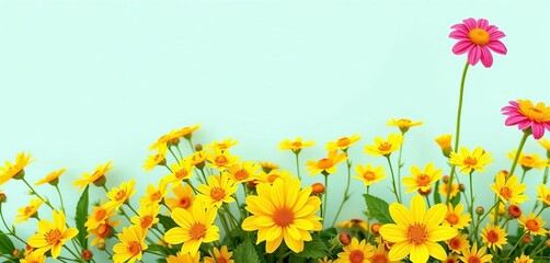 Vibrant yellow floral botanical garden pattern background, nature, foliage