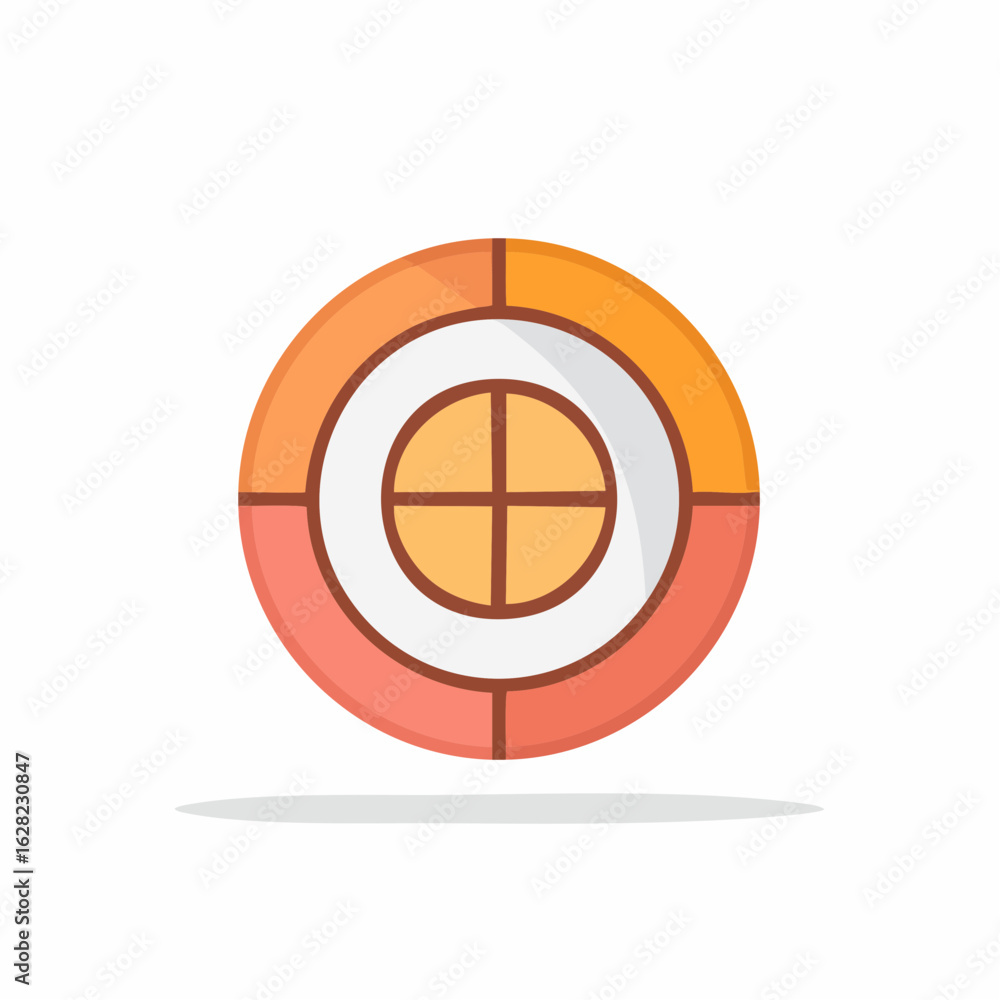 Poster circular segmentation diagram in flat vector style with radial divisions