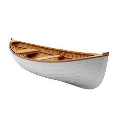 Classic wooden rowboat on black