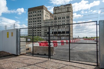 Abandoned industrial building in urban area