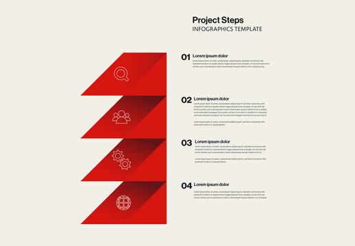 Project Steps Minimalist Design Infographic Steps With Red 3D Elements