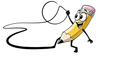 Fototapeta premium Cartoon pencil illustration for education