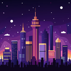 night city skyline vector illustration