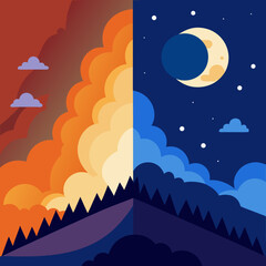 night landscape with moon