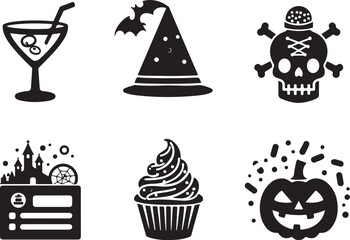 Spooky icons for Halloween designs and party invitations are here