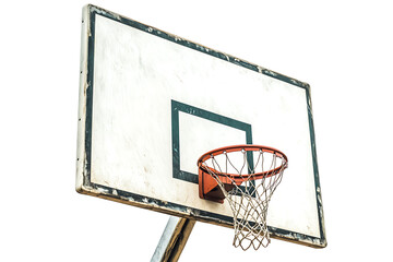 Outdoor basketball hoop with white backboard and net