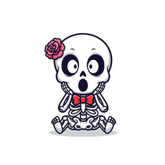 A cute skeleton character with sparkling eyes and an amazed expression, hands on cheeks. Rendered in a claymation style on a white background with soft lighting.