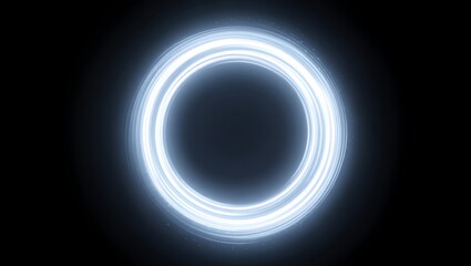 Abstract glowing circular light effect; futuristic, technology, energy, bright, white, dark...