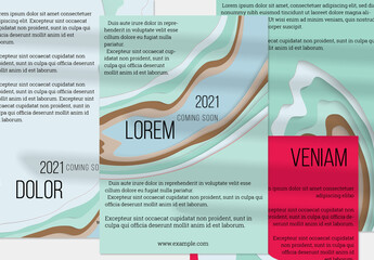 Flyer Layout with Paper Cut Craft Wavy Layered Texture