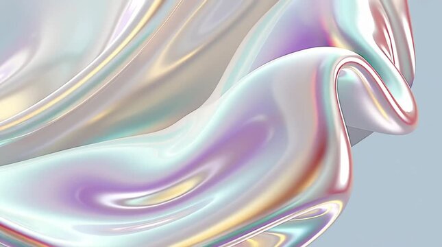 Iridescent fabric draped elegantly, showcasing soft curves and flowing textures, reflecting light in a spectrum of colors, creating a mesmerizing visual experience for artistic design and creative pro