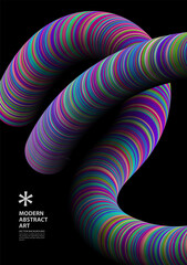 Colorful Twisted Stripe Tubes on Black