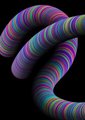 Colorful Twisted Stripe Tubes on Black