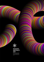 Colorful Twisted Stripe Tubes on Black