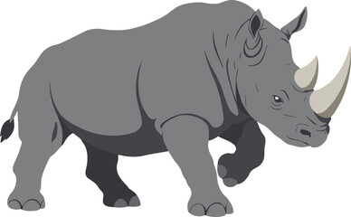Fototapeta premium White Rhino Mammal Graphic in Nature, Isolated Silhouette for Wildlife Safari Design, Transparent PNG