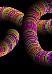 Colorful Twisted Stripe Tubes on Black
