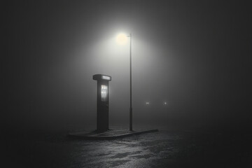Street light shining through fog.