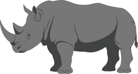 Fototapeta premium Endangered Rhino Illustration, Graphic Design, Nature Safari, Isolated Wild Mammal Vector Silhouette, Transparent PNG for Wildlife Awareness