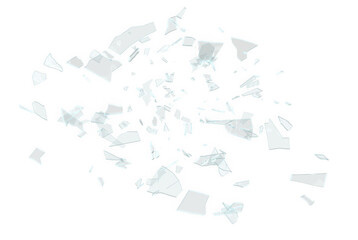 Abstract explosion of shattered glass fragments and shards creating a dynamic and chaotic pattern...