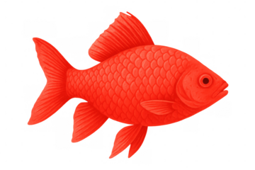 Vivid red fish swimming elegantly, symbolizing marine life and adding dynamic color to underwater-themed design concepts