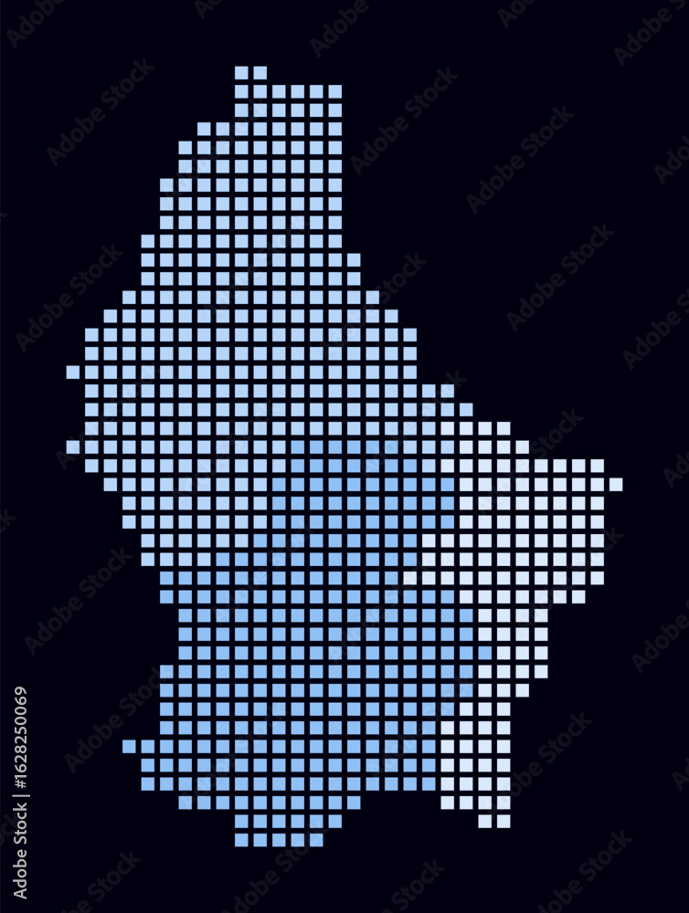 Aufkleber luxembourg dotted map. digital style map of the country on dark background. luxembourg shape with sq