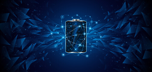 Battery technology concept with power circuit board. The future of fast electric battery charging	