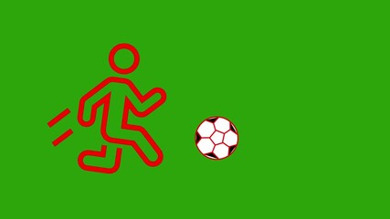  soccer player kicking ball abstract line art isolated on Green background futuristic. Graphic Design Animation for Sports Content Illustration and Educational Videos
