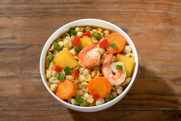 Shrimp and Pasta Soup with Vegetables