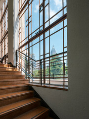 Obraz premium modern office building view outside windows