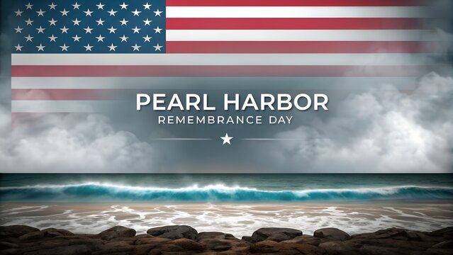 American flag over ocean waves and beach rocks United States flag