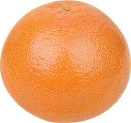 A single ripe orange citrus fruit with textured peel isolated on transparent background