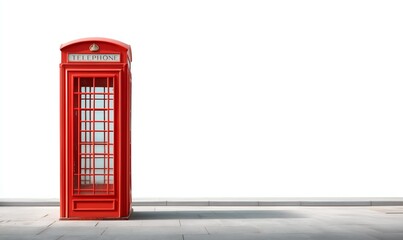 Obraz premium Iconic red telephone booth stands proudly on a London street ready for your travel story